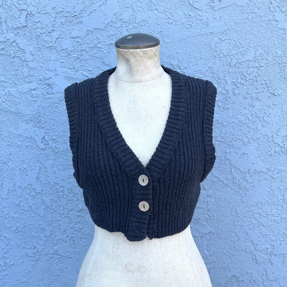 Free People Colby Vest Knit Ribbed crop top XS